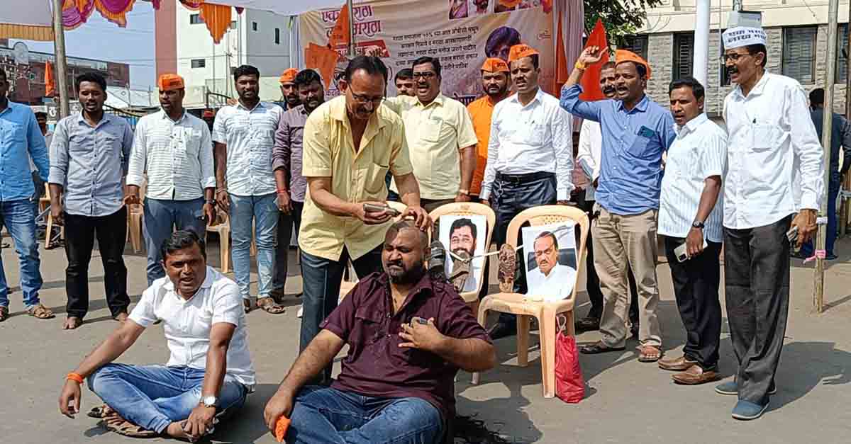 मराठा आरक्षण : इस्लामपुरात युवकांचे मुंडण; सरकारचे केले पिंडदान