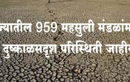 राज्यातील 959 महसुली मंडळांमध्ये दुष्काळसदृश परिस्थिती जाहीर