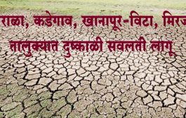 शिराळा, कडेगाव, खानापूर-विटा, मिरज तालुक्यात दुष्काळी सवलती लागू