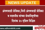 अंगणवाडी सेविका, मिनी अंगणवाडी सेविका व मदतनीस यांच्या सेवानिवृत्तीचा दिनांक 30 एप्रिल निश्चित