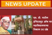 इस्लामपूर : एस्. डी. पाटील इन्स्टिट्युट ऑफ फार्मसी महाविद्यालयाचा निकाल 96 टक्के