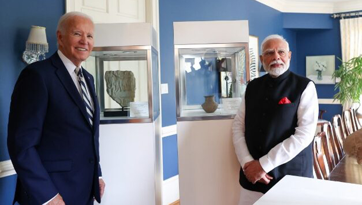 पंतप्रधान नरेंद्र मोदी यांनी अमेरिकेचे राष्ट्राध्यक्ष जोसेफ बायडेन यांची निवासस्थानी घेतली भेट