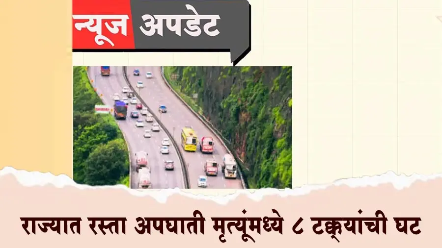 राज्यात रस्ते अपघातांच्या मृत्यूदरात ८ टक्क्यांची घट; सातत्यपूर्ण उपाययोजनांचा सकारात्मक परिणाम